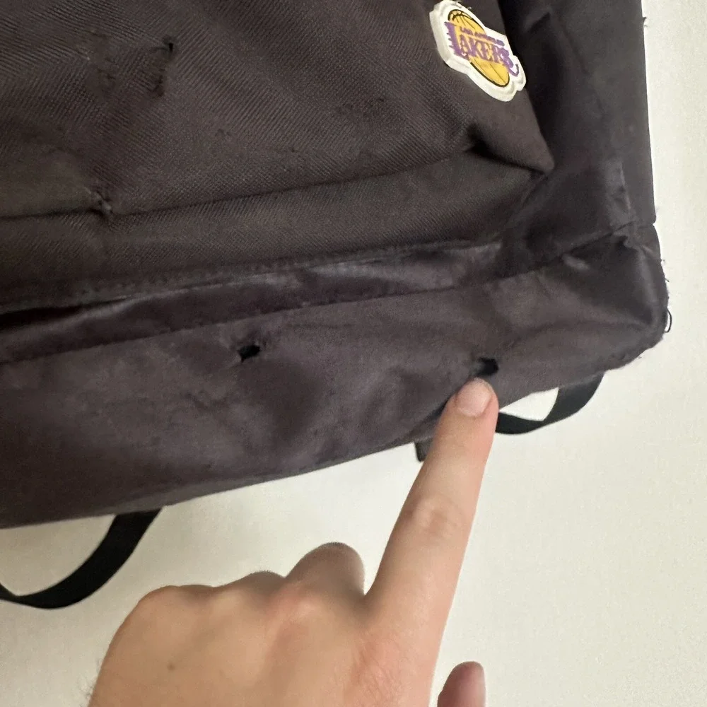 MITCHELL & NESS LA Lakers Backpack Has Some Small Holes Cosmetic 17‎ X 13